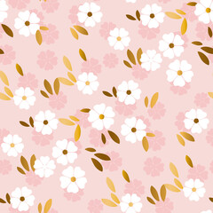 Nude color simple floral seamless pattern