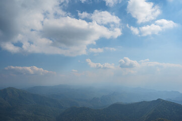 Obraz premium Beautiful mountain range on khao san nok wua kanchanaburi.
