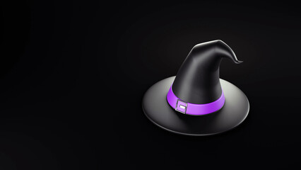 witch hat on black background 3d rendering