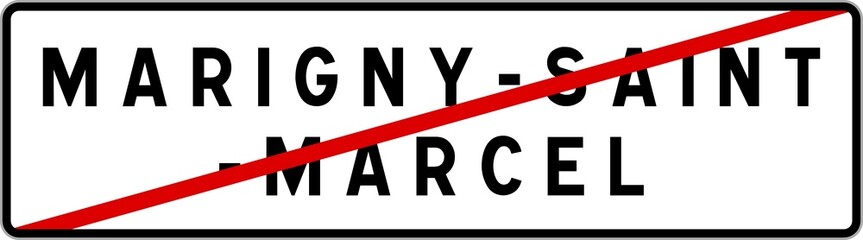 Panneau sortie ville agglomération Marigny-Saint-Marcel / Town exit sign Marigny-Saint-Marcel