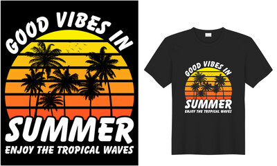 summer t-shirt design template for prints t shirt fashion clothing poster, tote bag, mug and merchandise
