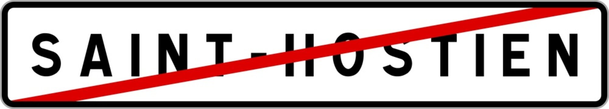 Panneau sortie ville agglom&eacute;ration Saint-Hostien / Town exit sign Saint-Hostien