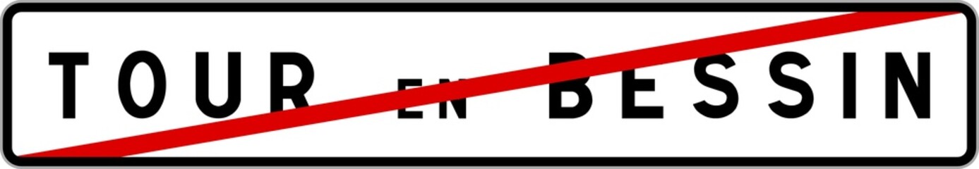 Panneau sortie ville agglomération Tour-en-Bessin / Town exit sign Tour-en-Bessin