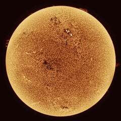 Detailed shot of the sun solar disk chromosphere layer through a telescope