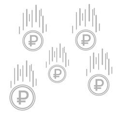 ruble falling icons on a white background, vector illustration
