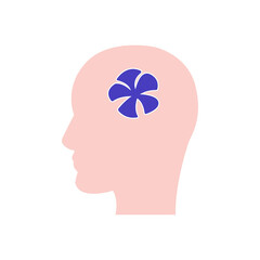 head icon, flower concept on head, vector illustration