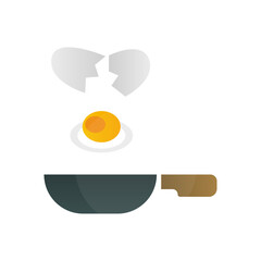 frying pan icon with egg, vector illustration