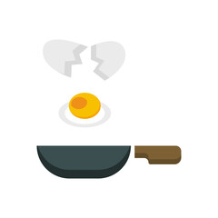 frying pan icon with egg, vector illustration