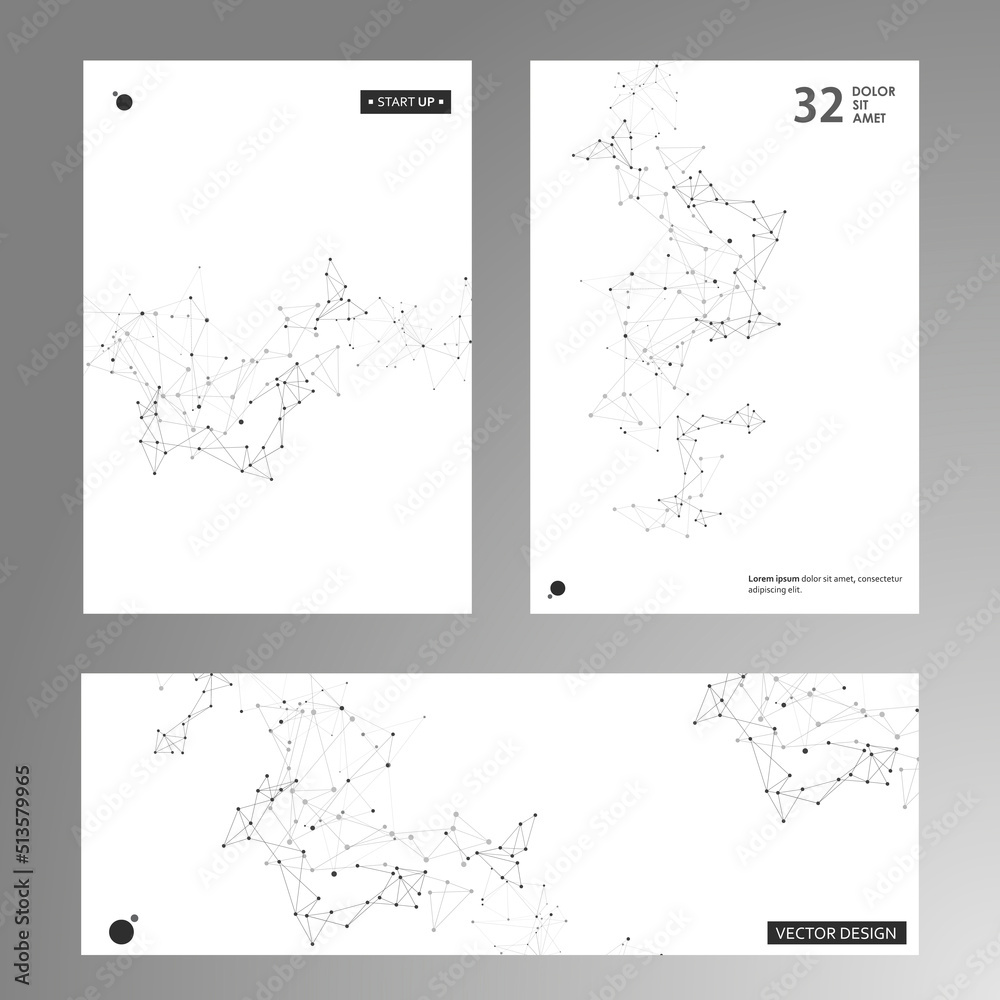 Poster technology modern abstract composition. connect dots and lines. text frame surface. brochure cover d