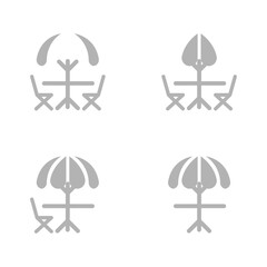 table and chairs and umbrella icon, vector illustration