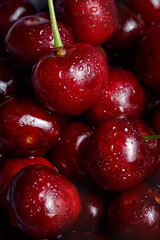 Cherry. Macro Fresh organic berries. Cherries. Fruit background.