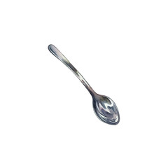 Metal teaspoon. Watercolor illustration. Isolate on white background.
