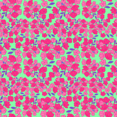 Seamless pattern for fabric. Bright flowers. Simple seamless pattern for decorating wallpaper, wrapping paper, fabric, background, etc. Background wallpaper, textiles, printing. Vector isolated flower