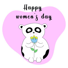 Vector cute postcard in the style of minimalism.  Women's Day.  Bouquet of flowers.  Colorful flat illustration up to your creativity.