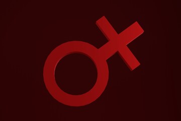 Obraz premium Symbol of the female. Red background. 3D render.