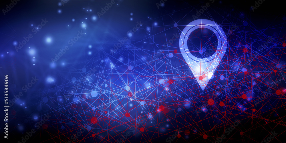 Poster 2d rendering red map pointer