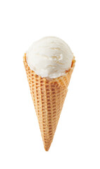 vanilla ice cream with cone isolated on white