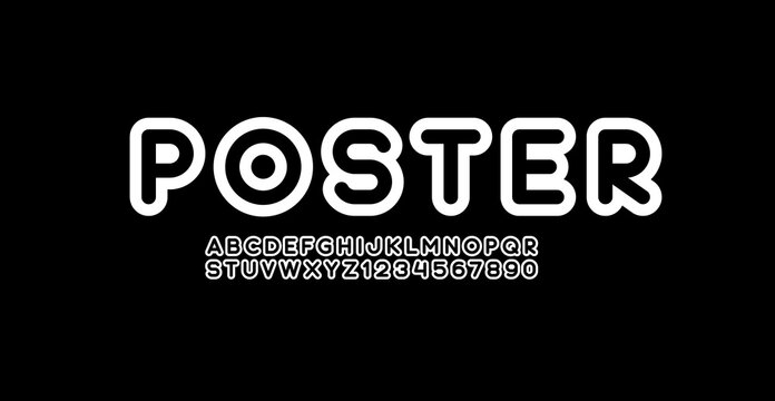 Round font, bold alphabet, modern letters and numbers