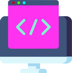  Computer programming icon in flat design 