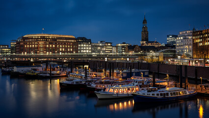 hamburg canals at blue hour