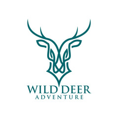 Abstract Minimalist Deer Logo with Modern Lines Style Concept.