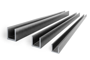 Three steel channels of square shape and different size- 3d render