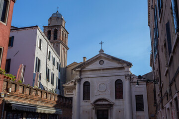 Fototapeta na wymiar San Simeone Profeta church in Venice on a summer morning