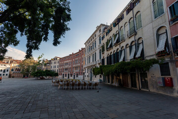 Campo San Polo in Venice on a summer morning