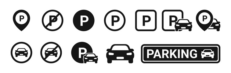 Car parking icon set. Vector EPS 10 - obrazy, fototapety, plakaty