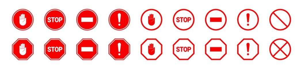 Traffic sign stop set. Do not enter. Vector EPS 10
