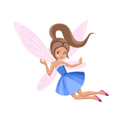 Cartoon magic fairie. A collection of cute fairytale girls characters.