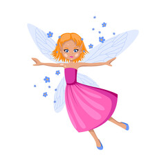 Cartoon magic fairie. A collection of cute fairytale girls characters.