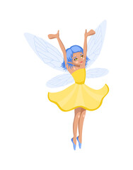 Cartoon magic fairie. A collection of cute fairytale girls characters.