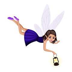 Cartoon magic fairie. A collection of cute fairytale girls characters.