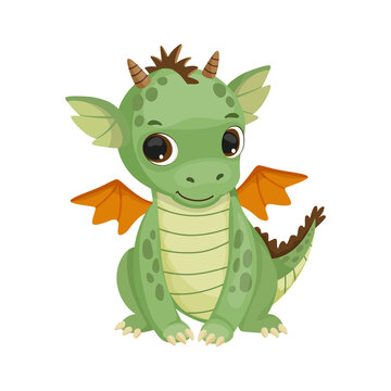 Cute dragon in cartoon style. Children's illustration.