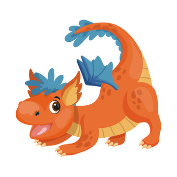 Cute dragon in cartoon style. Children's illustration.