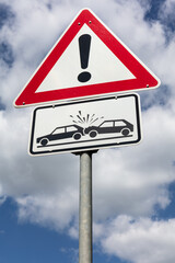 German road sign: danger, risk of accident