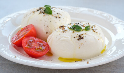 Mozzarella cheese on the plate