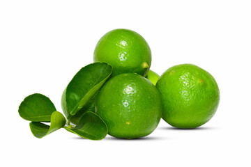Fresh green lime (lemon) fruit isolated on white background