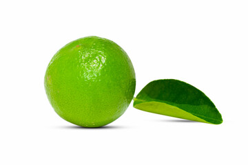 Fresh green lime (lemon) fruit isolated on white background