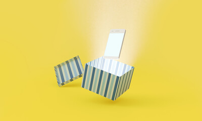 ilustração de uma compra para presente de smartphone via comércio eletrônico