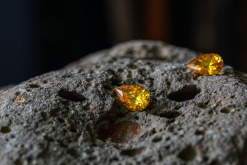 Natural Sapphire gemstone, Jewel or gems on black shine color, Collection of many natural gemstones on stone