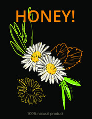 Vector abstract illustration. Banner design on the theme of honey. Natural product
