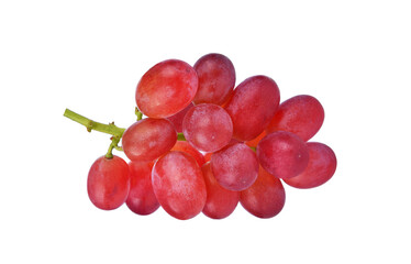 bunch of red grapes isolated on white background.