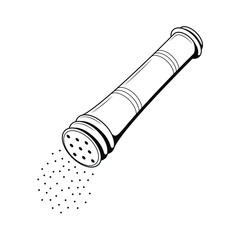 Abstract Hand Drawn Kitchen Pepper Pot Stuff Meat Meal Doodle Concept Vector Design Outline Style On White Background Isolated For Cooking