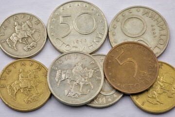 Bulgarian coins closeup
