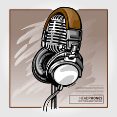 Podcast Vector Illustration. Record radio broadcast, audio interview, live talk. Vector landing page of podcasting business with isometric media equipment, microphone, smartphone and speakers.