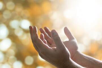 Praying person hoping for better. Asking God for good luck, success, Power of religion, belief, worship. concept  faith spirituality.