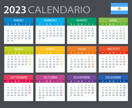 2023 Calendar Argentinian version - vector illustration