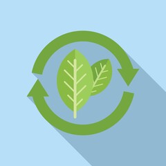 Recycle eco leaf icon flat vector. Save plant